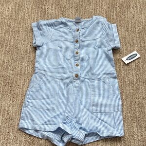 Old Navy Light Blue Striped Toddler Girls Romper